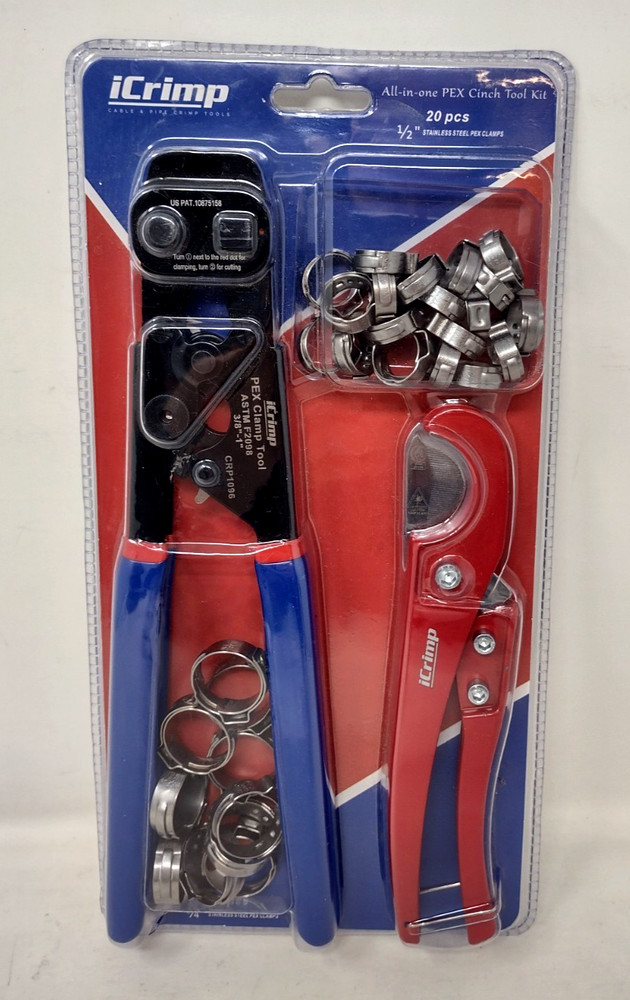 Icrimp Ratchet PEX Cinch Tool with Removing Function for 3/8 to 1-Inch Stainless