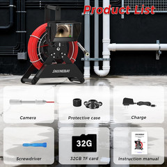 Sewer Inspection Camera with 65FT Cable, Night Vision & 32GB DVR Monitor
