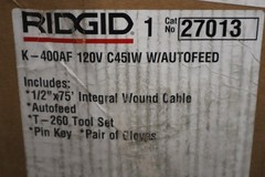 Ridgid 27013 K-400 Drum Machine with C-45 IW Cable 1/2&Prime;x 75&prime;, Gloves, Autofeed