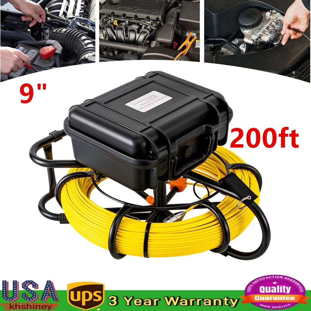 200ft 9&Prime; Monitor Drain Sewer Camera Pipe Inspection Camera DVR HD 1200TVL 1080P