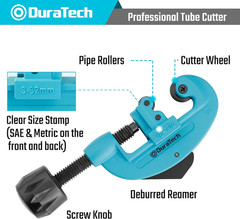 Quick-Acting Tubing Cutter for Copper, Brass, Aluminum & Plastic, Includes Reame