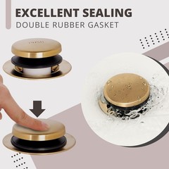 Bathtub Drain Tip-Toe Tub Trim Kit with Two-Hole Overflow Brushed Gold