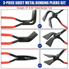 3-Piece Sheet Metal Bending Pliers Set, Hand Seamers for Roofers, Plumbers, S&hellip;