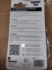Superior Tool 05245 1/2&Prime; Nipple Extractor & Shower Arm Thread Remover PRO