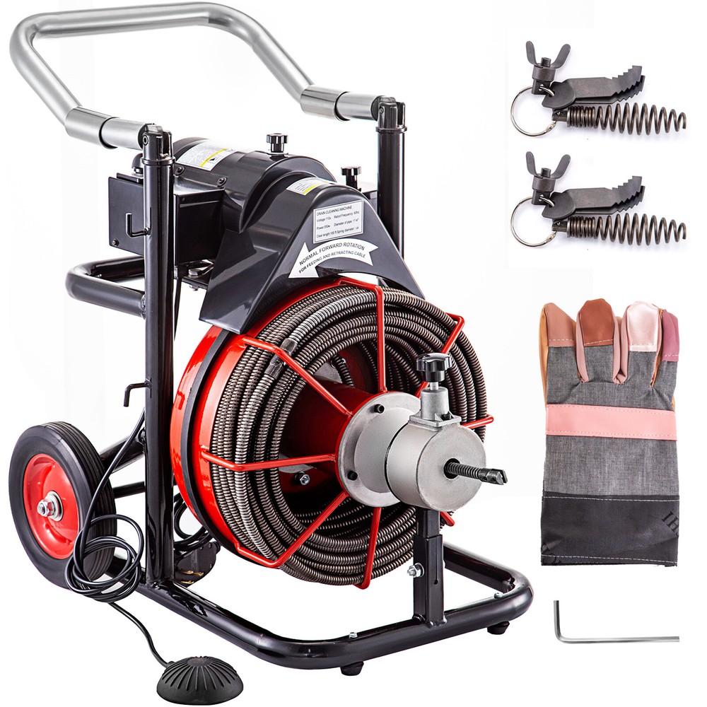 Commercial 100ft 1/2&rdquo; Sewer Snake Drain Auger Cleaner Cleaning Machine Plumbing