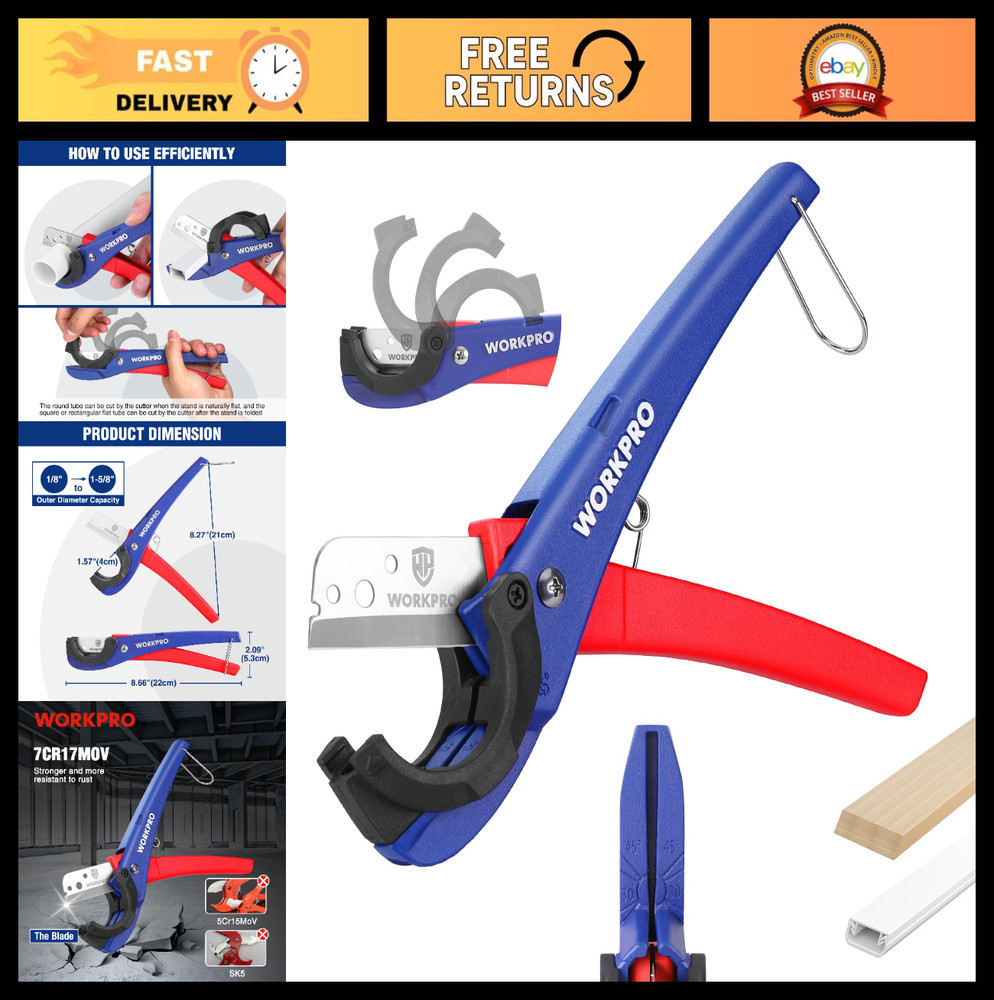 PEX Hose Cutter &ndash; 1/8&Prime; to 1-5/8&Prime; Cutting Capacity, 30&deg; & 45&deg; Angles, Tubing Cutt