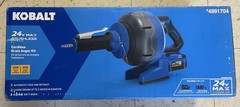 New Kobalt 24v Cordless Drain Auger Kit with 85 Watt Battery & Charger 4891704