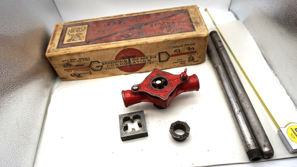 GTD Greenfield No. 1 Pipe Thread Cutter W/Handles & 3/4&Prime; Die in Oem box Rare