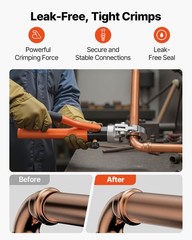 VEVOR Copper Pipe Crimper Hydraulic Driven Pro Press Tool with 1/2&Prime; 3/4&Prime; 1&Prime; Jaws
