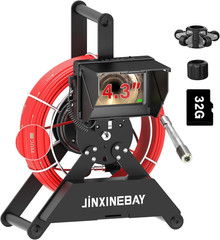 Sewer Inspection Camera with 65FT Cable, Night Vision & 32GB DVR Monitor