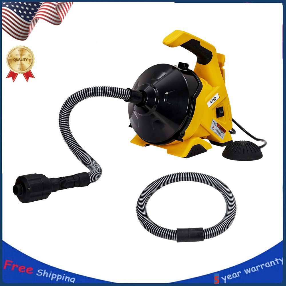 30Ft Drain Cleaner Machine Sewer Snake for Sinks, Toilets, and Floor Drains