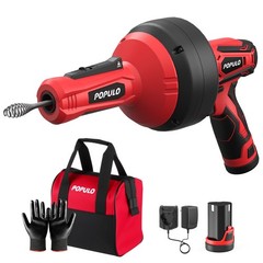 POPULO 12V Cordless Electric Drain Auger, Auto Feed Plumbing Snake for&hellip;
