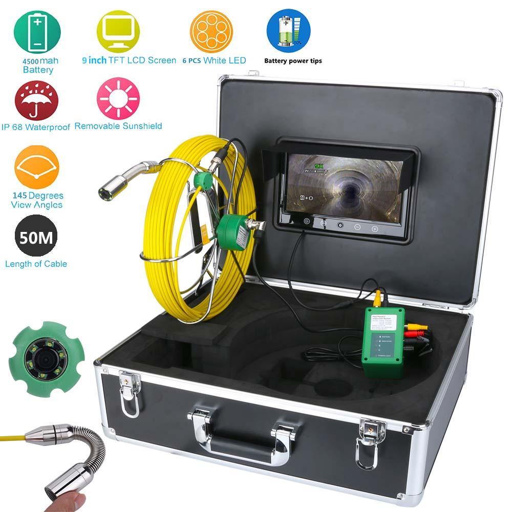 9&Prime;LCD 50M Pipe Inspection 1000 TVL Video Camera LED Waterproof Drain Pipe Sewer