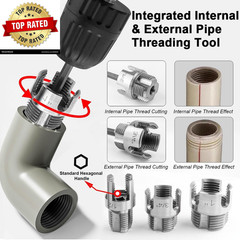 3Pcs PVC Pipe Threader Kit 1/2&Prime; 3/4&Prime; 1&Prime; NPT, Integrated Internal & External Pipe