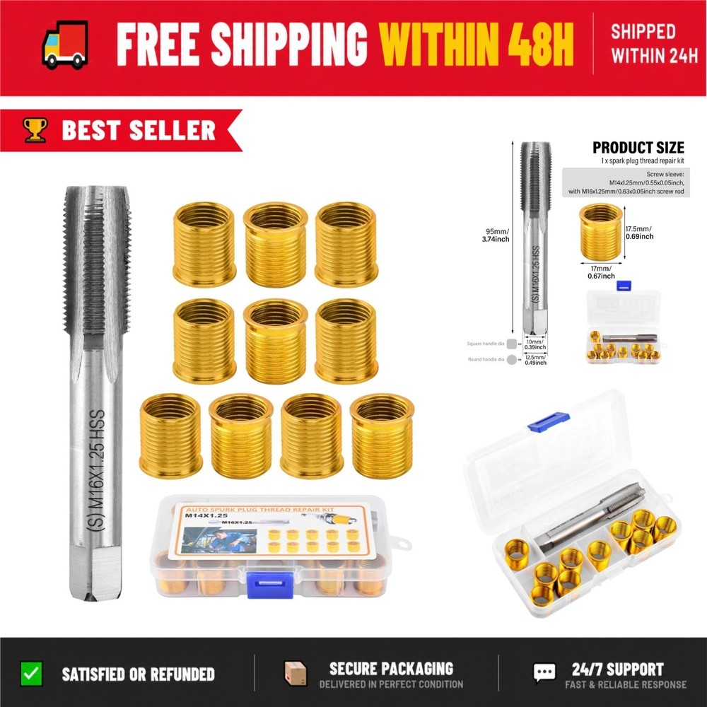 TLPCRKI Spark Plug Thread Repair Kit &ndash; M14x1.25 Inserts & Tap