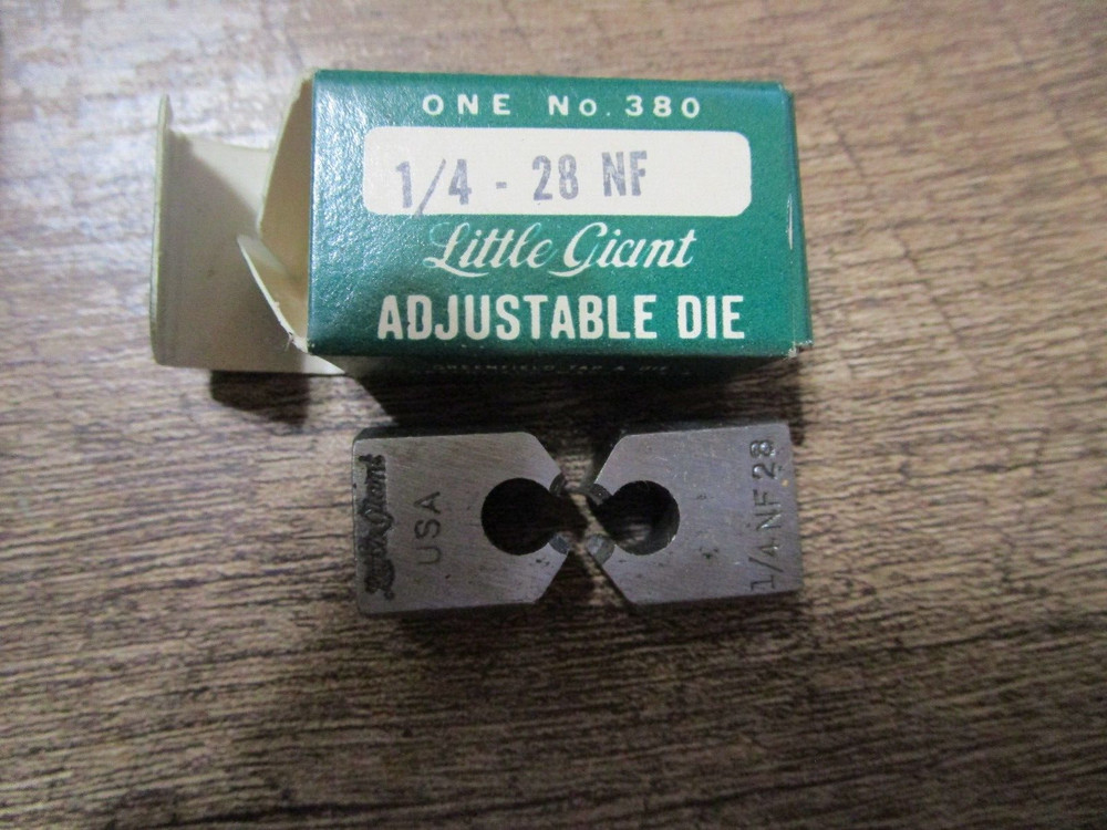 NOS Greenfield Little Giant No. 380 Adjustable Die Set 1/4&Prime; &ndash; 28 TPI NF USA