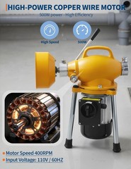 GRAVEE 66FTx5/8&Prime;&16FTx3/8&Prime; 500W Drain Cleaner Machine Sectional Snake Auto Feed