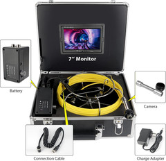 7&Prime; Waterproof Pipe Inspection Camera with 100ft Cable & DVR Recorder
