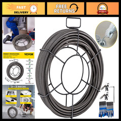 75ft Drain Cleaning Cable 3/8&Prime; Solid Core Sewer Auger Snake with 4 Cutters
