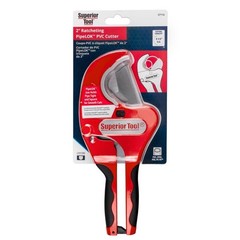 Superior Tool 2-1/2&Prime; Ratcheting Pipe Cutter 10&Prime; L Black/Red