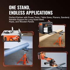 VEVOR Roller Pipe Stand Jack 28&Prime;- 52&Prime; Adjustable 45# Steel Foldable 2500 LBS