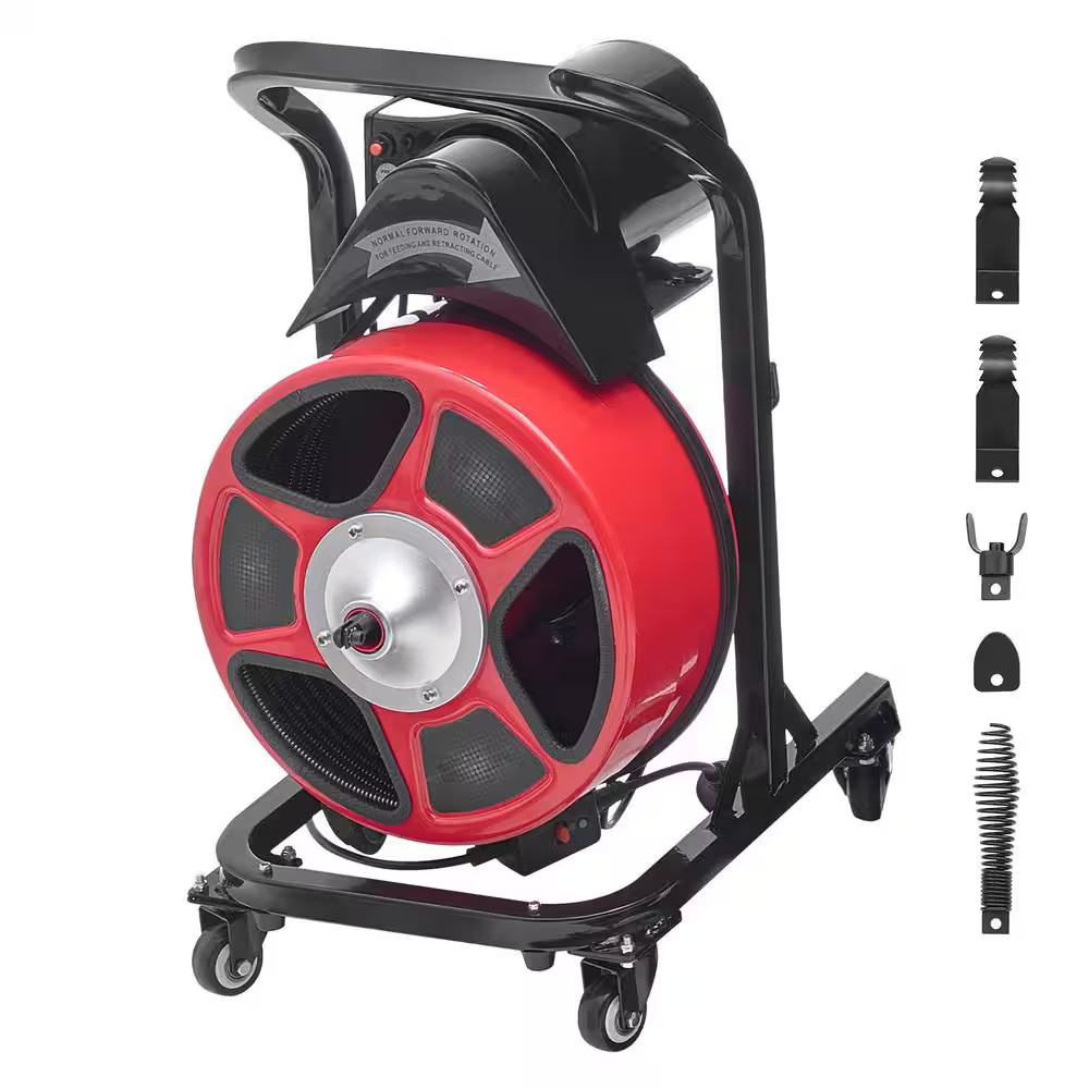 Drain Cleaner Machine 50 FT. X 1/2 In., with Air-Activated Foot, Switch Manual F