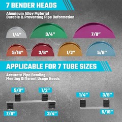 Tube Bender Set Aluminum Alloy 1/4-7/8 inch Pipe Bending and Cutting Tools