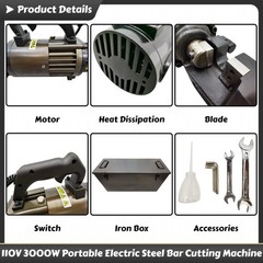 110V 3000W Portable Electric Hydraulic Steel Bar Cutting Machine Rebar Cutter