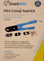 Sharkbite PEX Crimp Kit w/3 Dies & Go/No-go Gauge For 3/8 to 1&Prime; Copper Rings