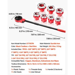 Uimoso Ratchet Pipe Threader Kit with 7 Dies, 3/8&Prime; NPT to 2&Prime; NPT