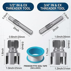 Pvc Pipe Threader Tool Kit 1/2&Prime; & 3/4&Prime; Home Plumbing Thread Repair Kit Pvc