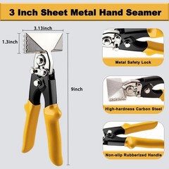 Rpeconu 3 Inch Sheet Metal Hand Seamer, TPR Handle Straight Jaw Bender, Heavy&hellip;