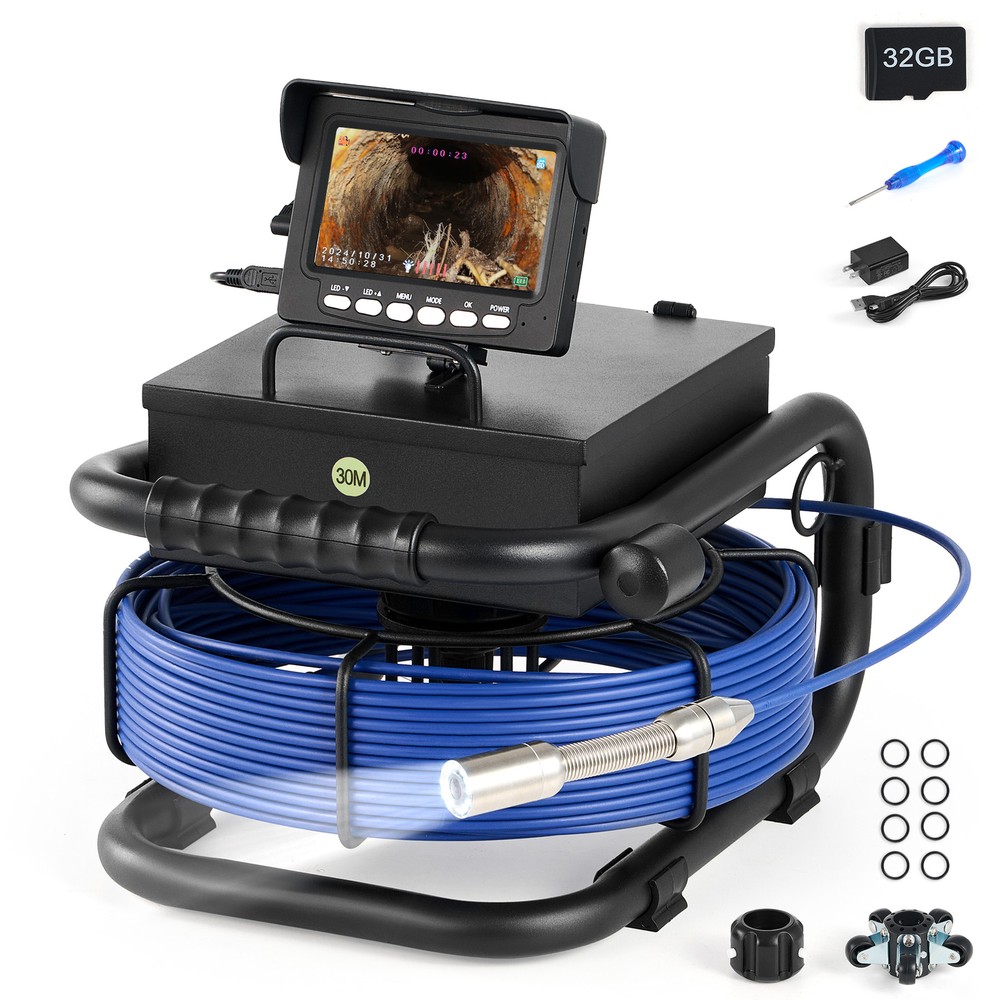 Zelcan Sewer Camera HD Drain 4.3&Prime; LCD Monitor 1000 TVL Pipe Inspection Camera