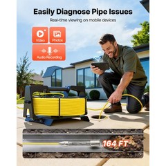 Uimoso WiFi Sewer Inspection Camera 164ft/50m with IP68 Rating and 12 LED Lights