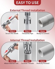Heavy-Duty PVC Pipe Threader Kit &ndash; 3PCS Plastic Tool for 1/2&Prime;, 3/4&Prime;, 1&Prime; Pipes