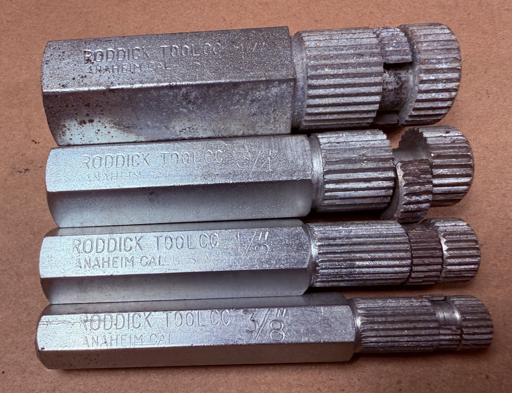 Vintage Roddick Tool 4-Piece 3/8&Prime; 1/2&rdquo; 3/4&rdquo; 1&rdquo; Internal Nipple Extractor Set