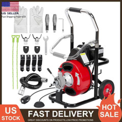 75FT x 1/2&Prime; Electric Drain Cleaner Machine K-300ZF Sewer Auger for 1&Prime;-4&Prime; Pipes