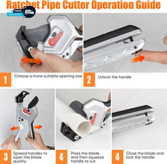PVC Pipe Cutter 3-Gear Adjustable Cut up to 2-1/2&rdquo; Ratchet Pipe Cutter Tool