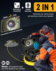 Self-Leveling Sewer Camera 165ft with 9&Prime; 1080P Screen & 32GB Card