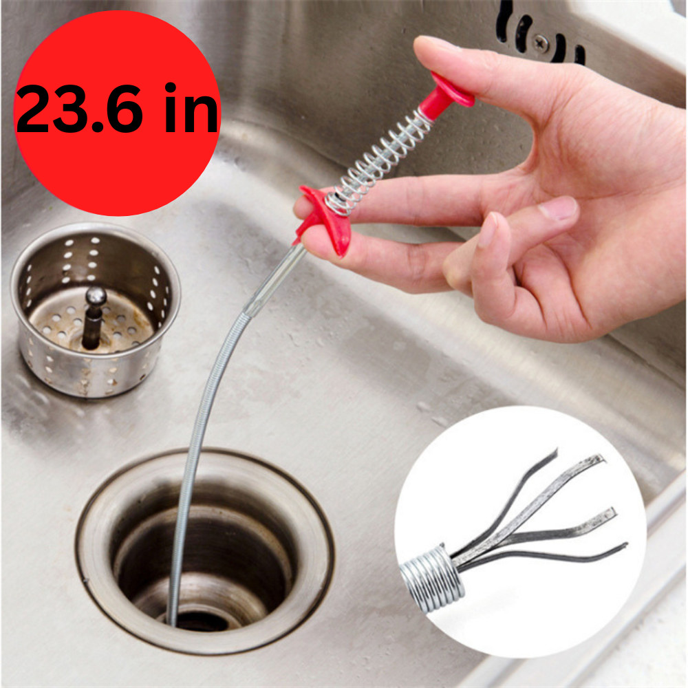 Flexible Drain Clog Remover Tool Spring Pipe Dredging Sewer Hair Grabber Tool
