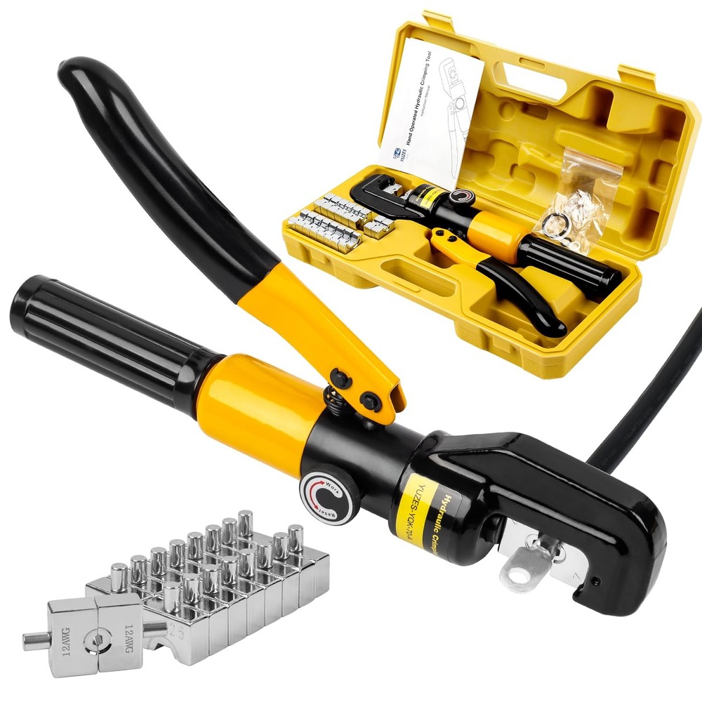 10 Ton Hydraulic Crimping Tool 12AWG-2/0 with 9 Dies for Battery Cable Wire Rope