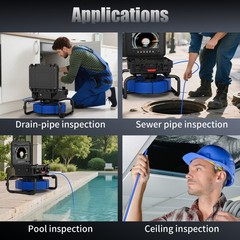 Pipe Inspection Camera Drain Sewer Camera w/ 512hz Locator Self Leveling 30M 10&Prime;