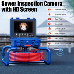 Sewer Camera w/ 512Hz Self Leveling 328FT/100M HD Drain Pipe Inspection Camera