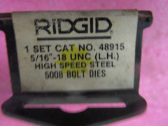 Ridgid 500B Bolt Die Set 48915, 5/16-18 LEFT HAND High Speed Steel