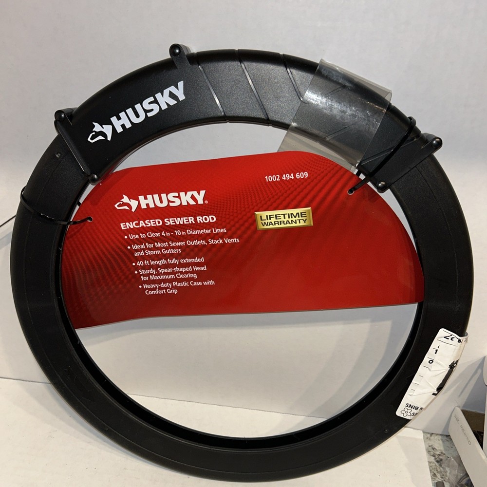 Husky Encased Sewer Rod Drain Snake 40 foot New Lifetime Warranty