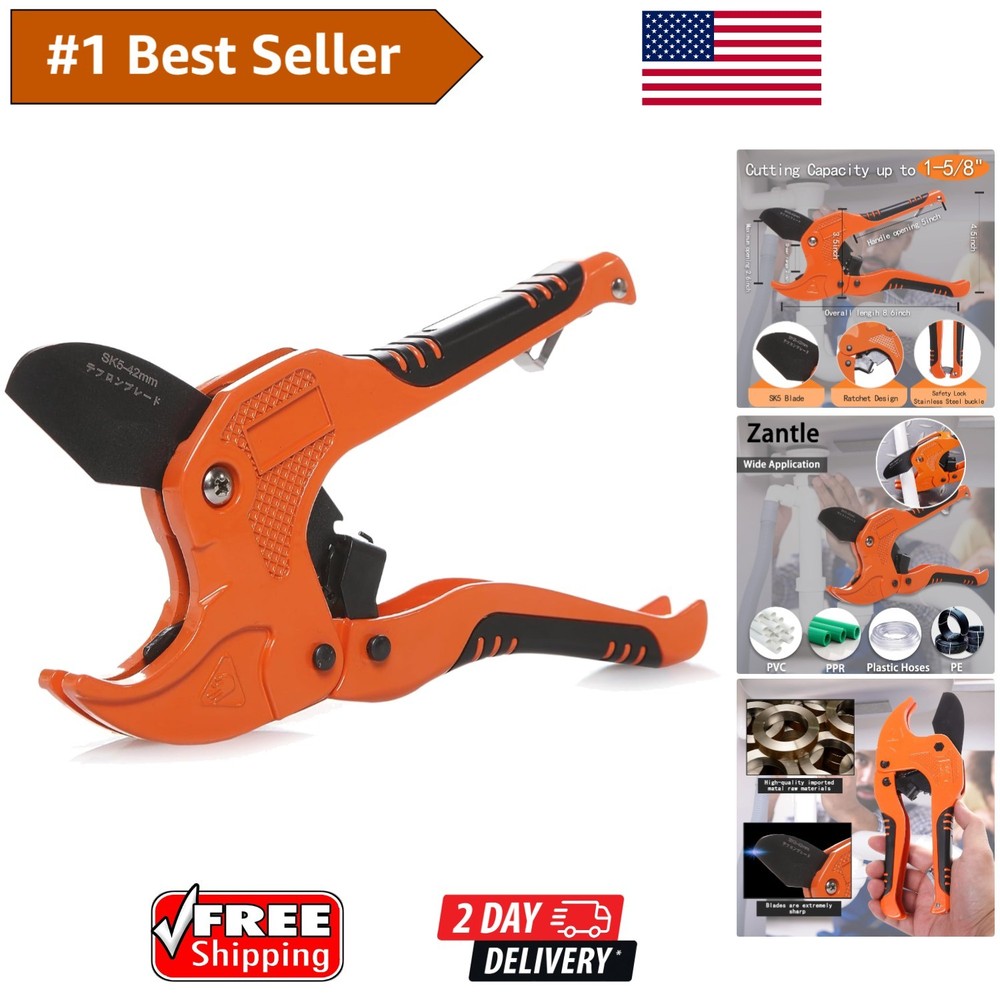 Zantle Lightweight PVC Pipe Cutter with Built-In Safety Lock &ndash; 1-1/4&Prime; O.D.