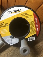 COBRA TOOLS 85200 1/4&Prime; X 20&rsquo;&rsquo; Plastic Drum Auger Clogged Sinks/Tub Drains New