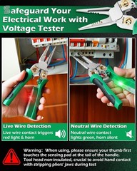 8-in-1 Wire Stripper & Voltage Tester (12V-250V AC/DC), Crimper Cutter for 10-18