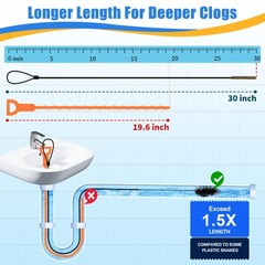 Black 30 Inch Drain Snake Hair Clog Remover