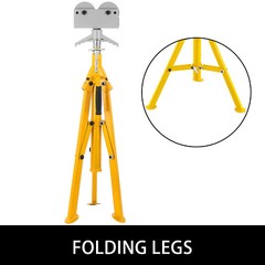VEVOR Roller Head Pipe Stand Foldable Tripod 32&Prime;-55&Prime; Height 12 in Load 2500 lb